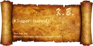 Kluger Bennó névjegykártya